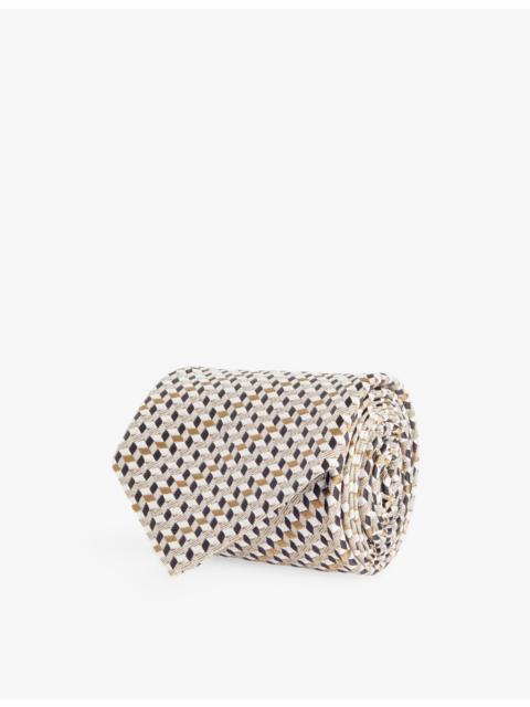 Geometric-Print Silk Tie