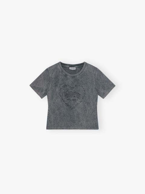 GREY WASHED HEART T-SHIRT