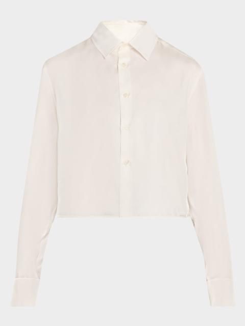 Silk Twill Crop Button-Down Shirt