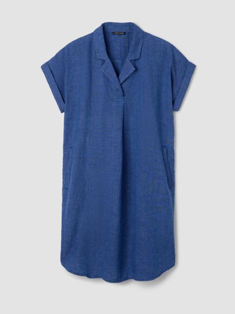 Washed Organic Linen Délavé Notch Collar Dress