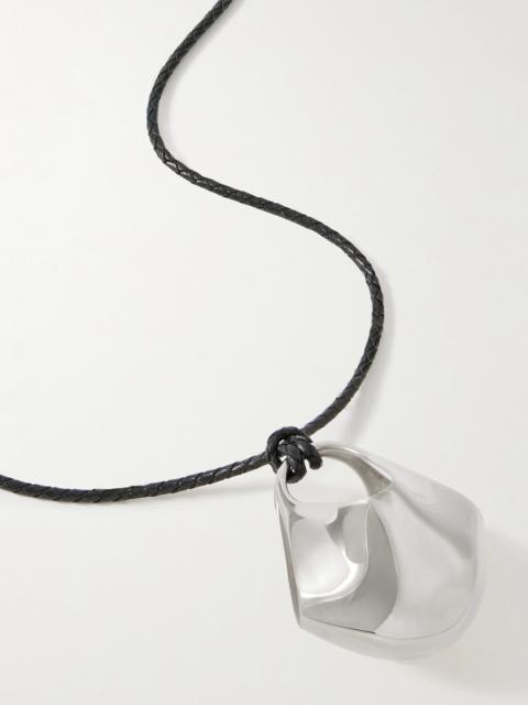 Lotus Medium Braided Leather And Silver-tone Necklace
