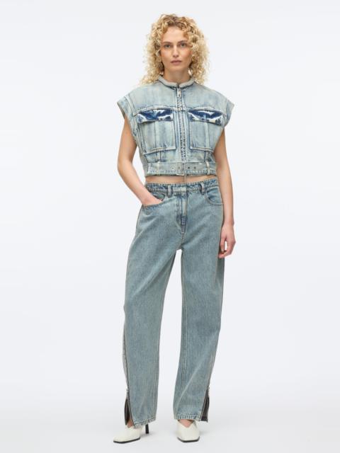 Denim Vest with Crystal Necklace