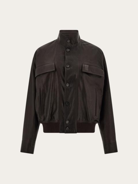 Grainy leather blouson