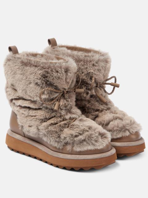 Zeva leather-trimmed faux fur boots