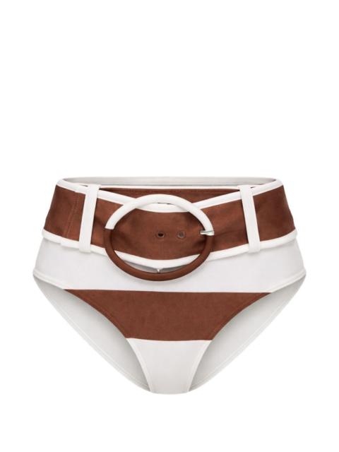 striped-pattern belt bikini bottoms
