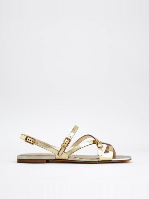 SANDALS IN LEATHER - GOLD