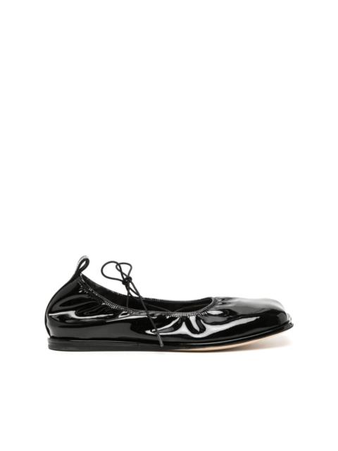 heart-toe patent leather ballerina shoes