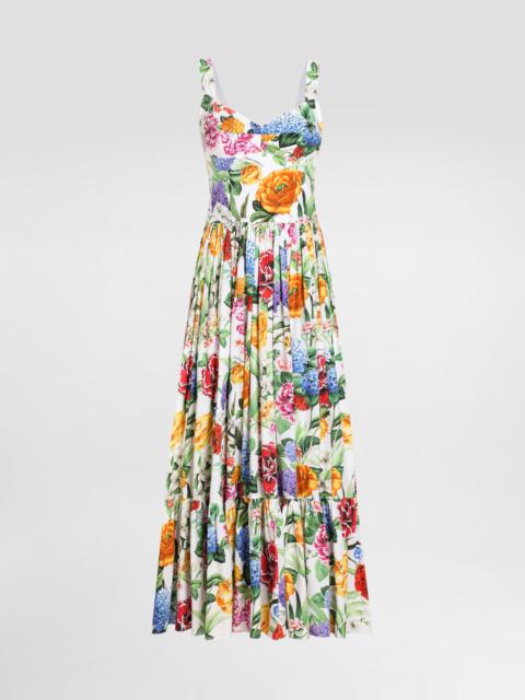 Long floral-print corset dress