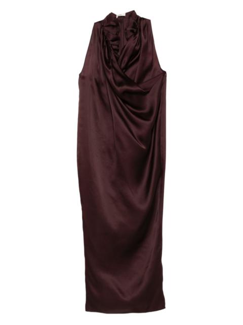 draped-details cowl-neck maxi dress