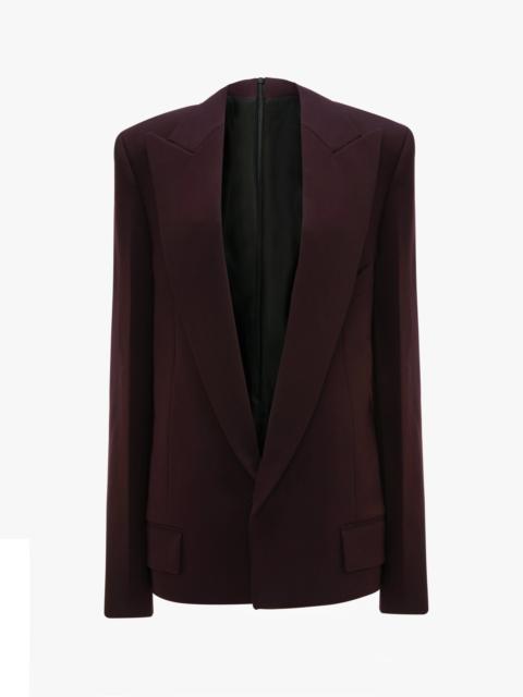 Dropped Lapel Jacket In Deep Mahogany