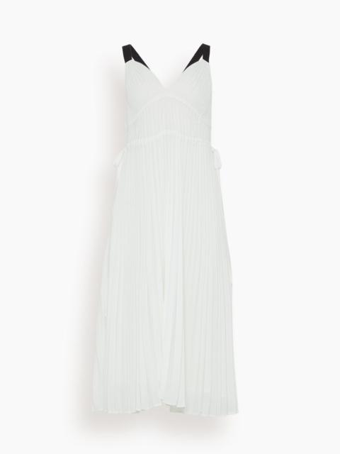 Broomstick Pleated Tank Dress in Off White
