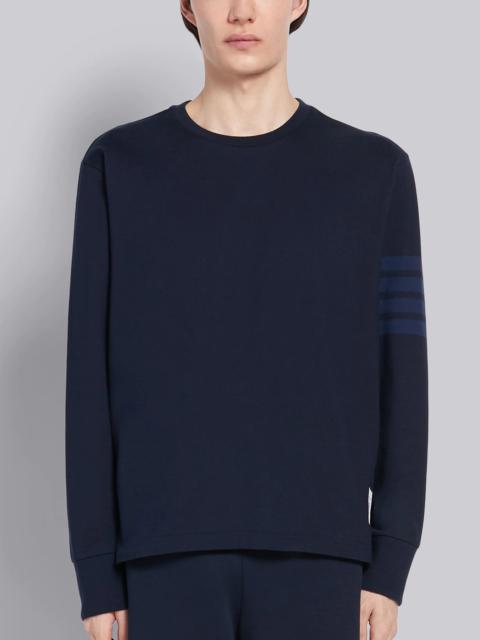 Navy Cotton Jersey Long Sleeve Tonal 4-Bar Rugby T-shirt