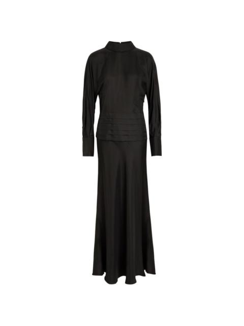 pleat long-sleeve dress