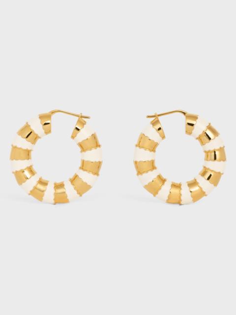 Frosted Hoops in Enamel and Brass with Gold Finish