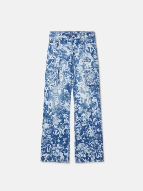 Animal Forest Print Cargo Jeans
