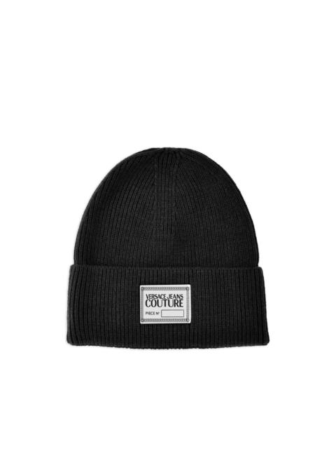 logo-plaque ribbed beanie