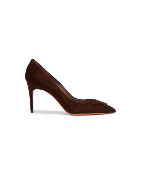 Women's dark brown suede high-heel Santoni Sibille pump