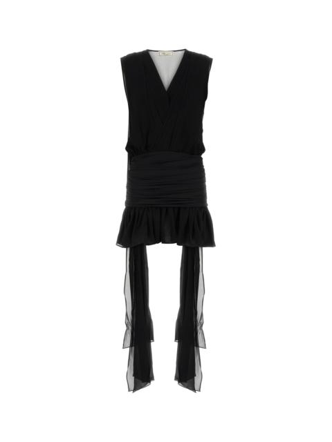 Black georgette mini dress