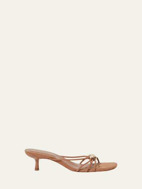 Amaya Strappy Suede Kitten-Heel Sandals