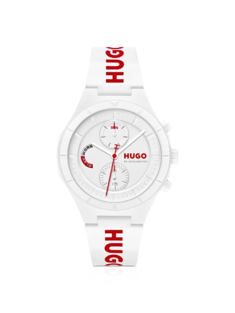 WHITE WATCH WITH SILICONE LOGO STRAP