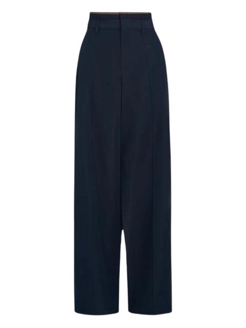 ribbed-trim straight trousers
