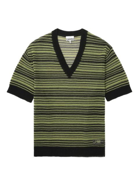 striped v-neck T-shirt