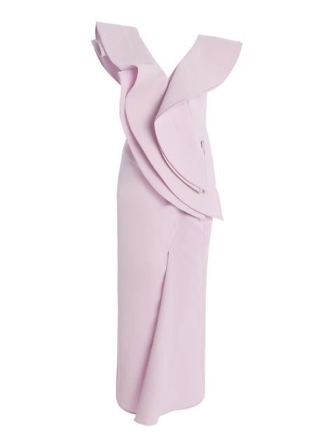 Revive Wave Sculptural Crepe Maxi Dress purple