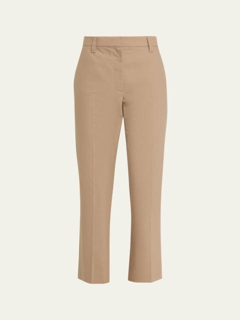 Stretch Cotton Gabardine Crop Cigarette Pants