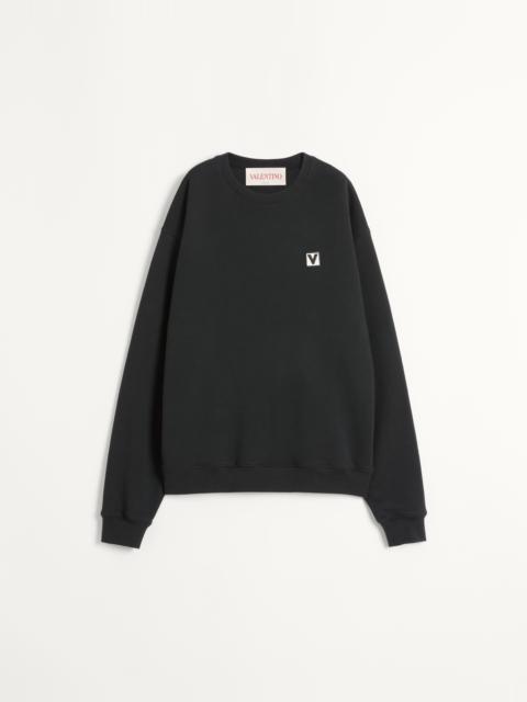 COTTON CREWNECK SWEATSHIRT WITH CHEZ VALENTINO PATCH