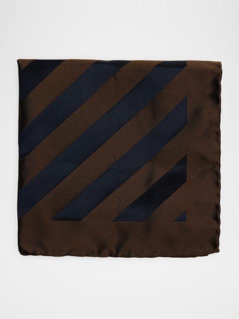 Men's Double-Face Wide Stripe Silk Pocket Square
