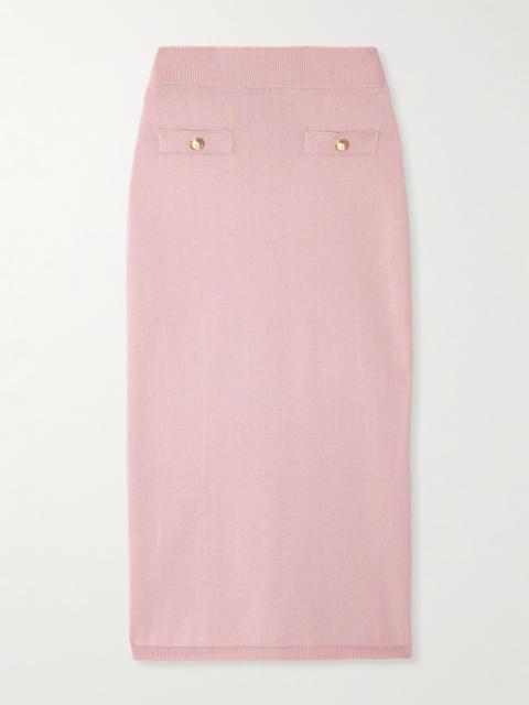 Button-embellished Cotton And Cashmere-blend Midi Skirt