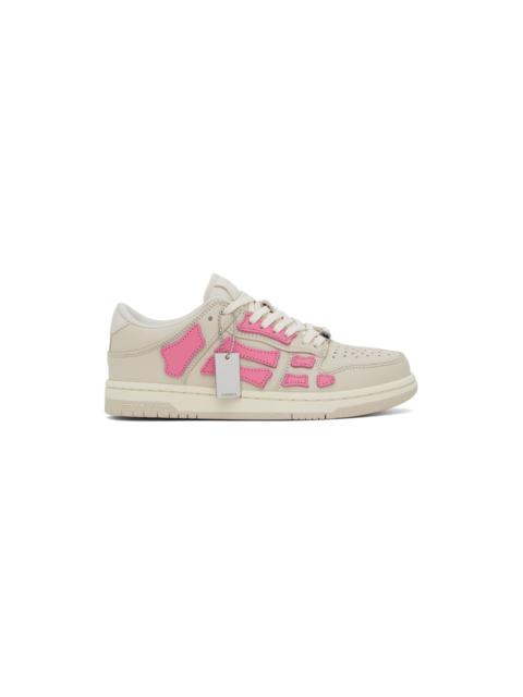 Beige & Pink Skel Top Sneakers