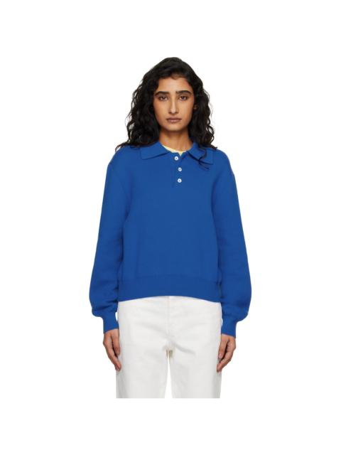 Blue Cashmere Collared Sweater Polo