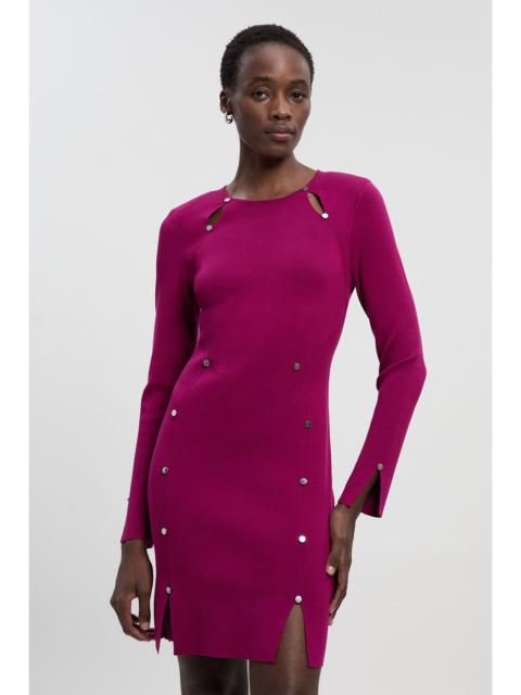 Viscose Blend Stud Keyhole Detail Knit Mini Dress