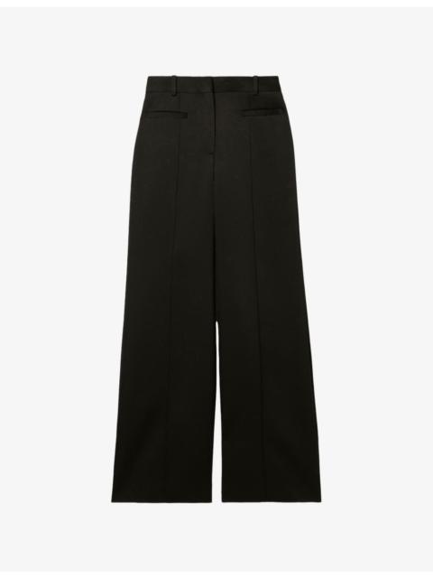 Tailored Wide-Leg Satin Trousers