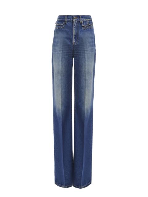 HIGH-RISE FLARE JEANS IN DENIM