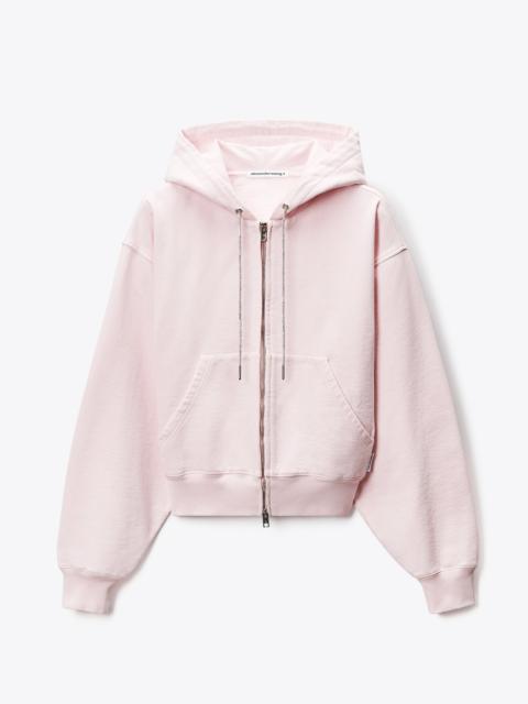 Crystal Hotfix Drawcord Zip-Up Hoodie