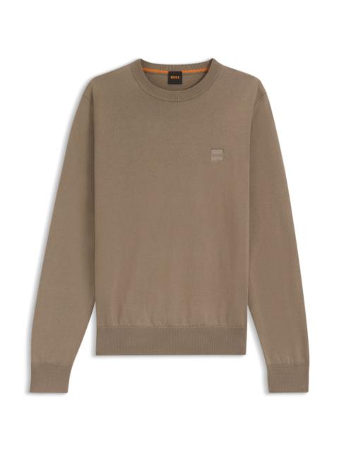 COTTON-CASHMERE SWEATER WITH LOGO LABEL