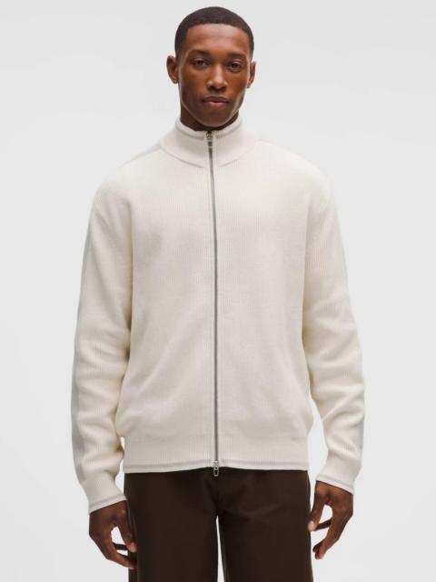 Cotton-Blend Knit Full-Zip Sweater