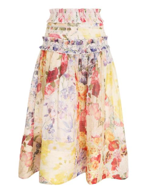 WONDERLAND SMOCKED MIDI SKIRT
