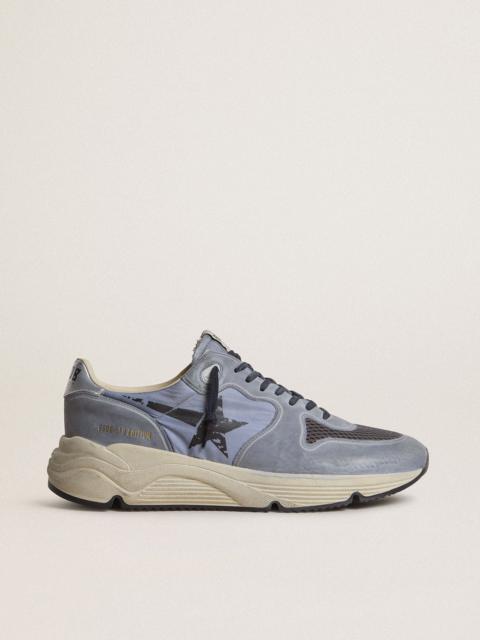 Men's Running Sole in light blue nylon and nubuck with black star