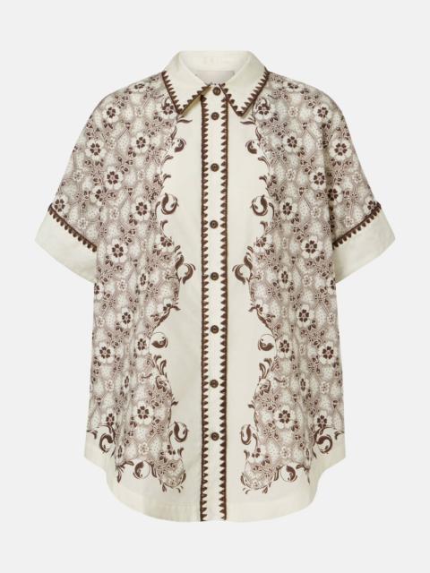 Printed cotton and silk bowling shirt