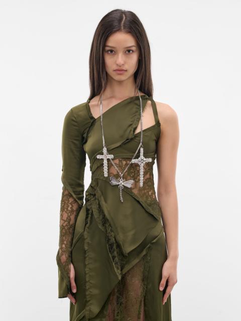 Silver Dragonfly Cross Chain Necklace