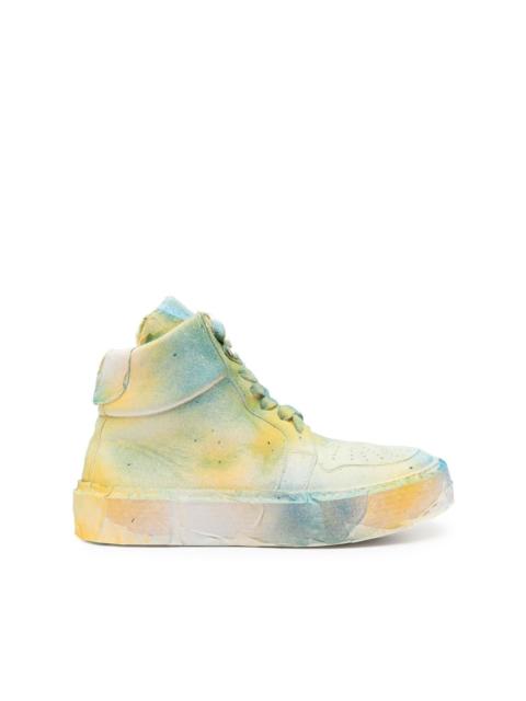 spray-effect high-top sneakers