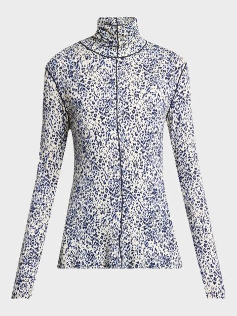 Audrey Printed Jersey Turtleneck