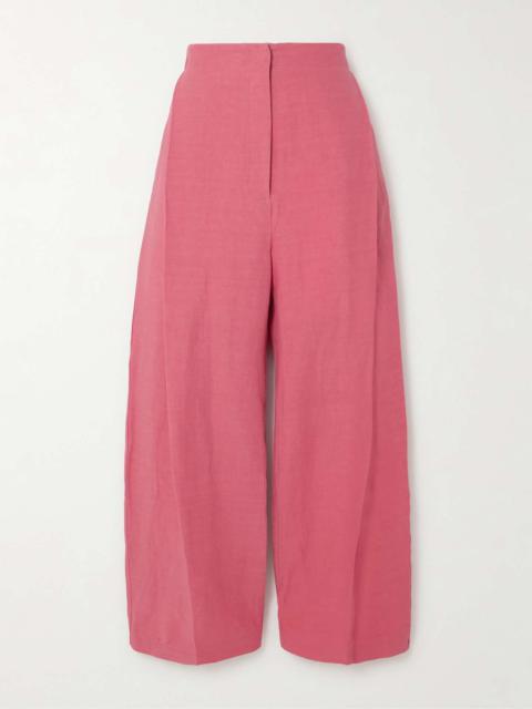 Santu cropped pleated linen-blend wide-leg pants