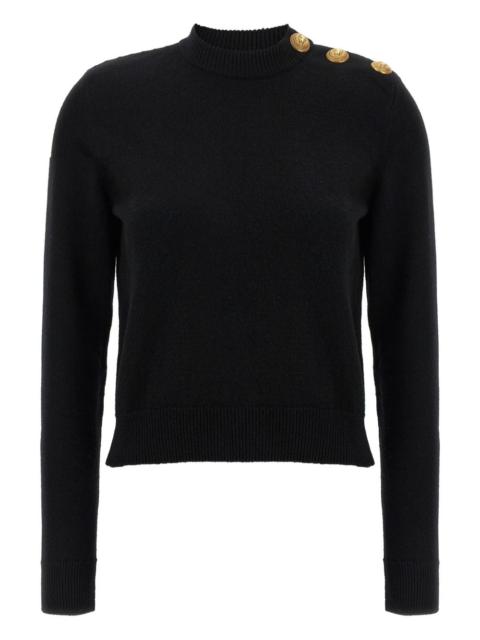 crew-neck button-embellished sweater