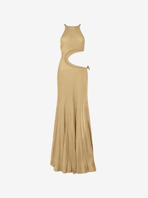 Long Sheer Gold Dress with Cut-Outs