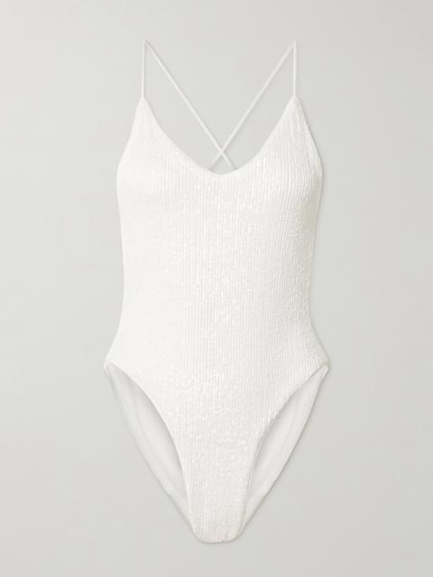 Open-back Sequined Swimsuit