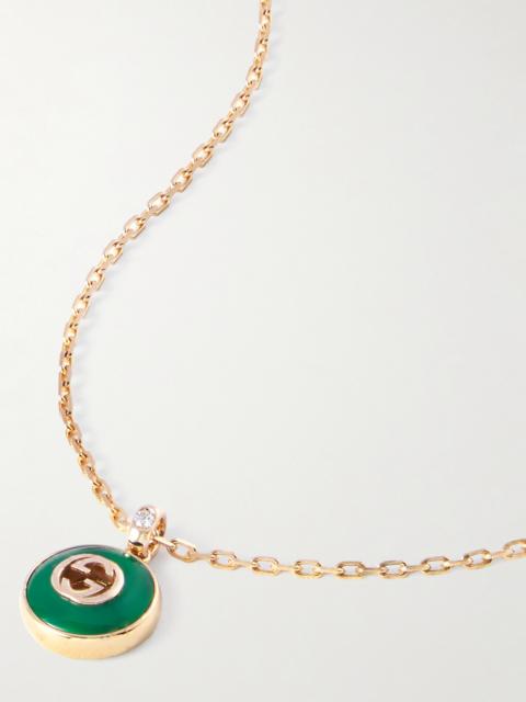 Interlocking G 18-karat Gold, Agate And Diamond Necklace